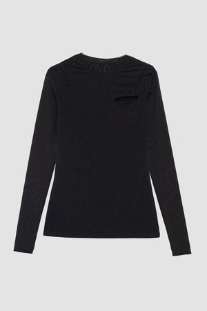 'Fake Pocket' Long-sleeve Top in Black