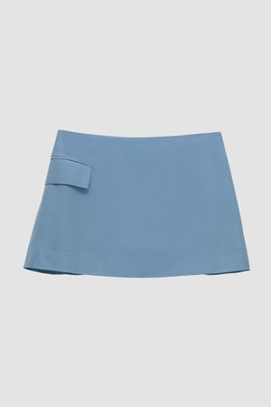 'Receptionist' Wool Mini Skirt in Blue