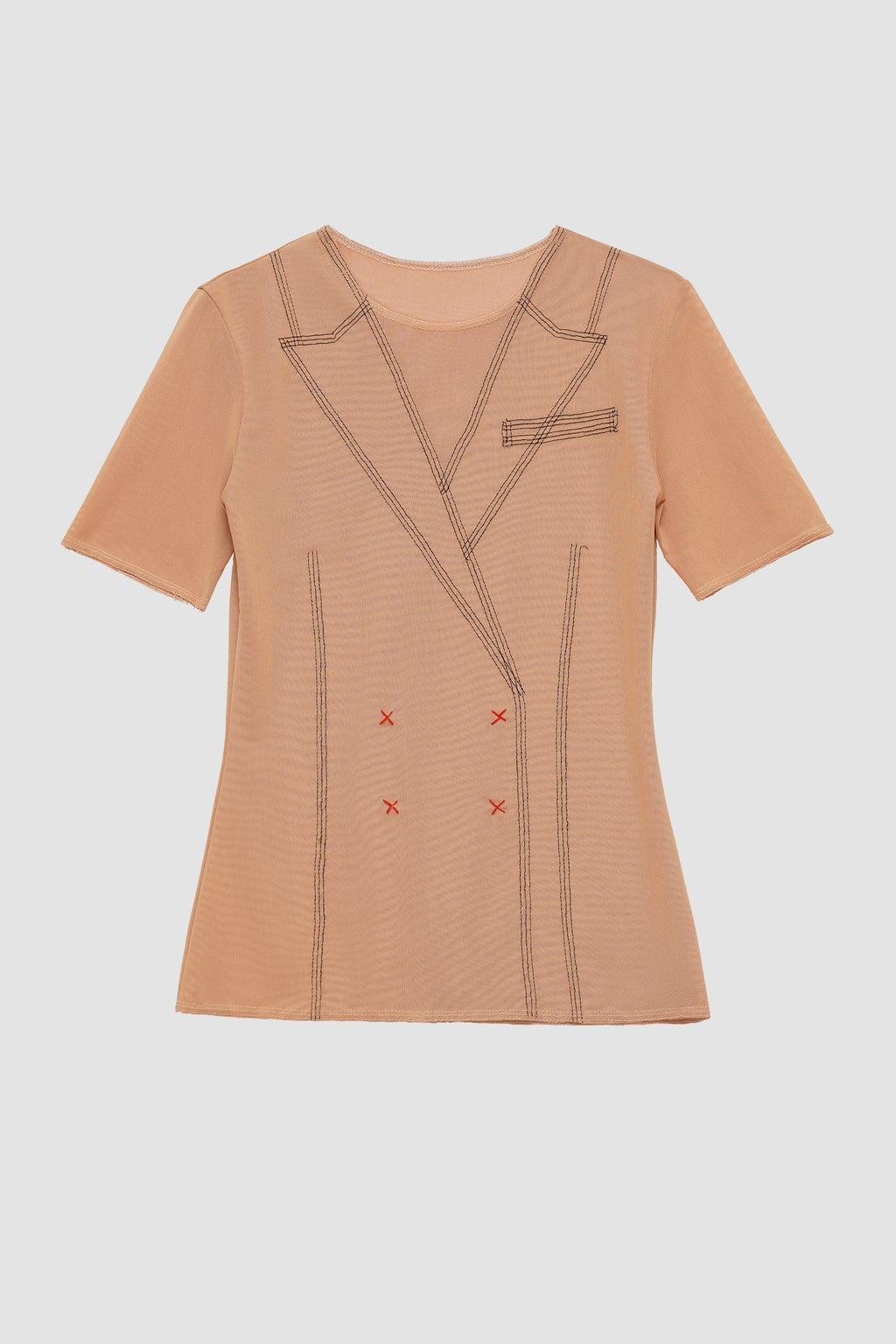 'Blazer Outline' Short-sleeve Top in Beige SAMPLE