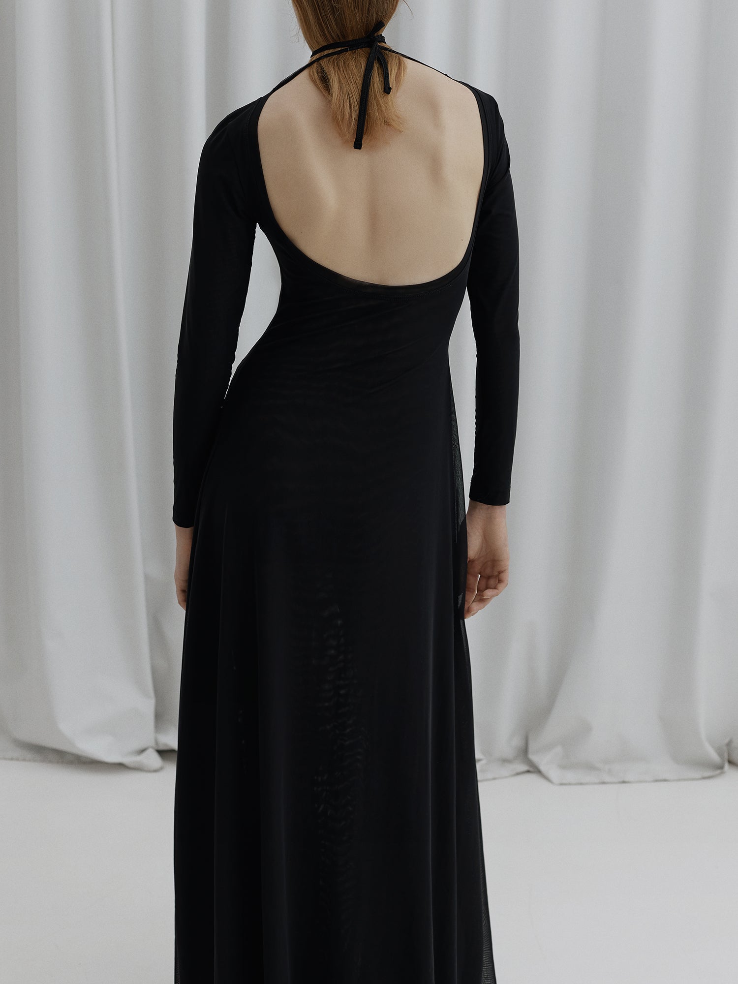 'Fake Pocket' Long-sleeve Maxi Dress