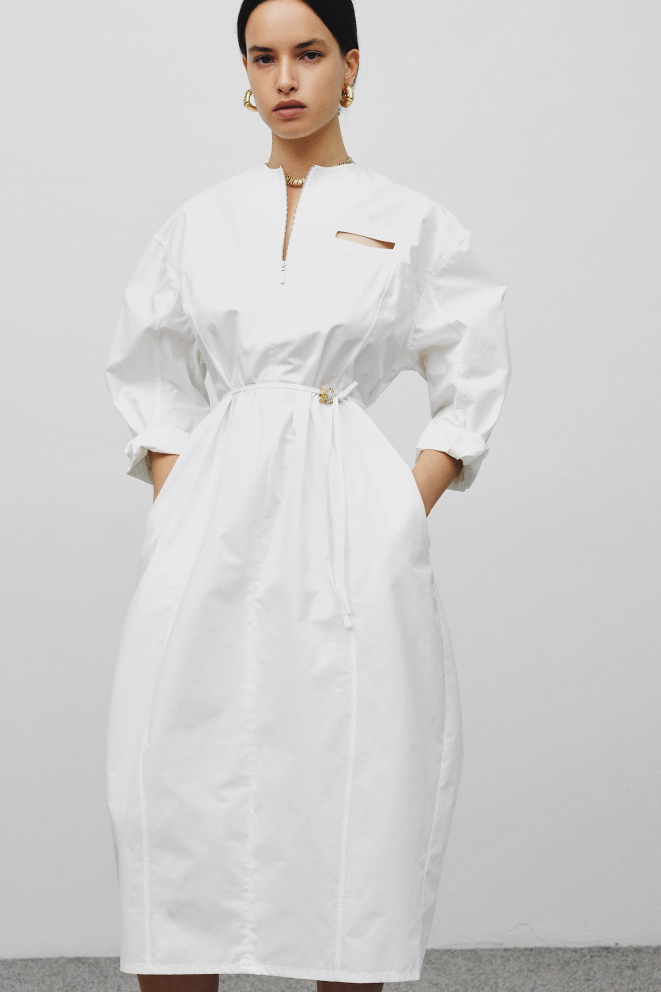 'Workation' Midi Dress in White